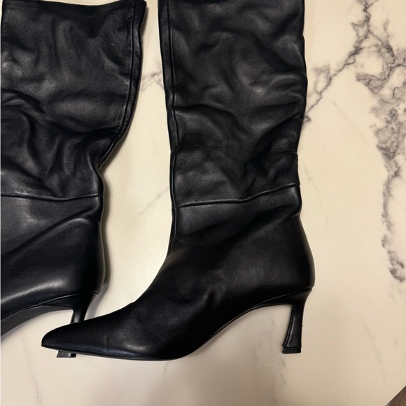 Leather pointed high tube mid heels boots - Picture 2 of 4